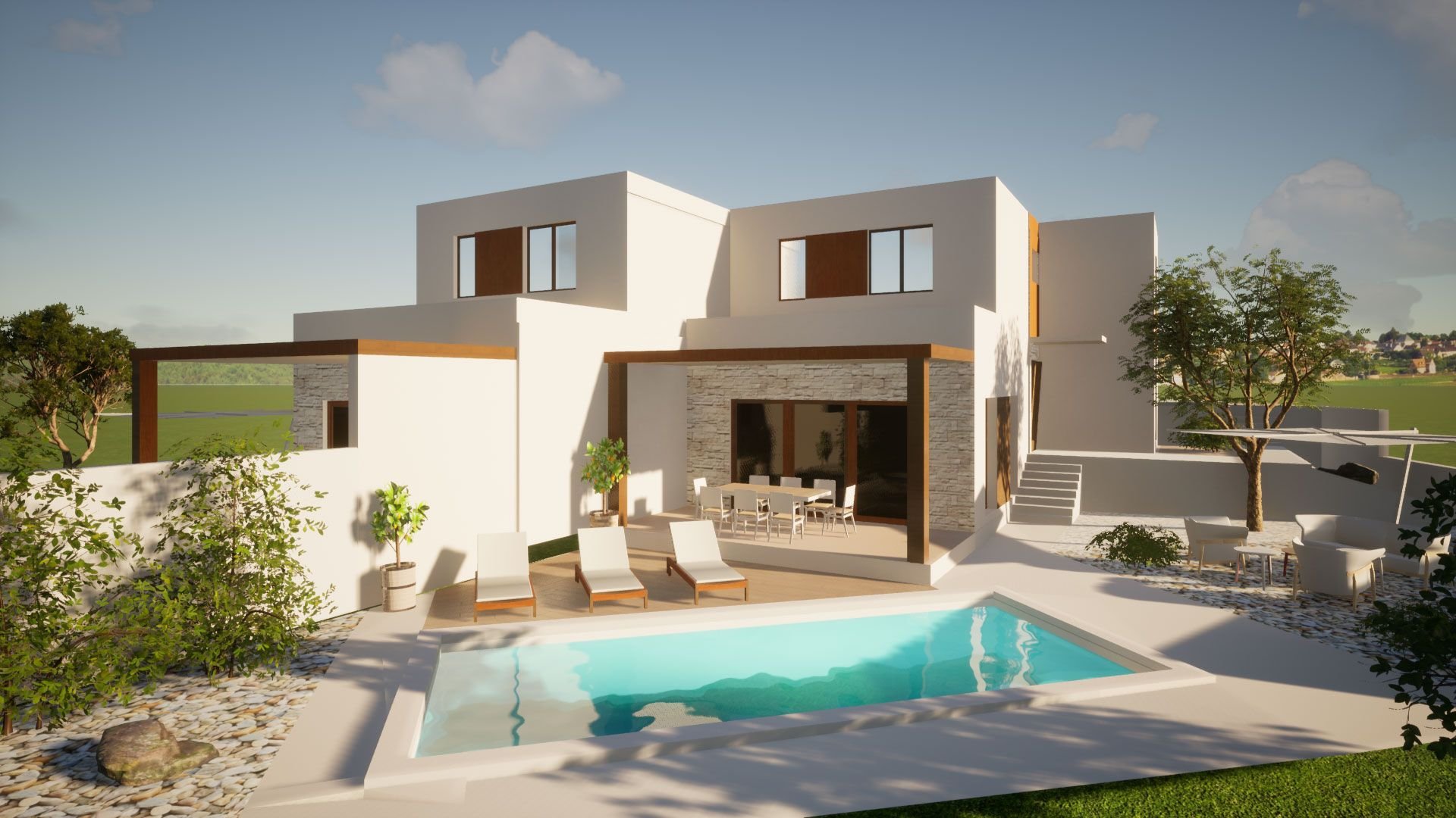 Z-01 2 semi-detached houses with pool for sale 151 m2 Kanfanar.