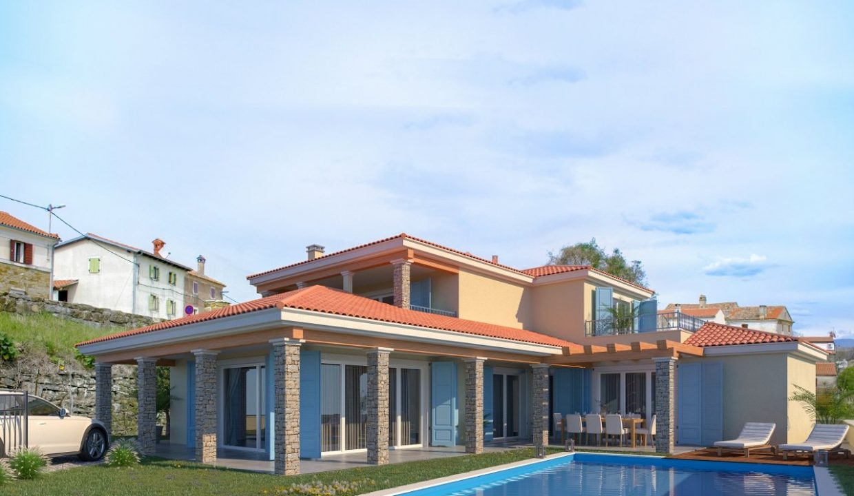 U-06 Newly built villa with pool- 210 m2 - Buje area - beautiful panoramic and sea view - for sale